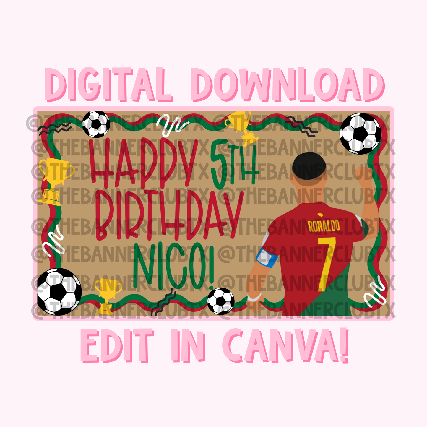 Cristiano Soccer Banner Template | Digital File