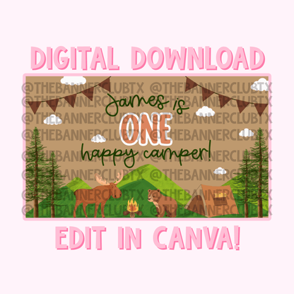 One Happy Camper Banner Template | Digital File