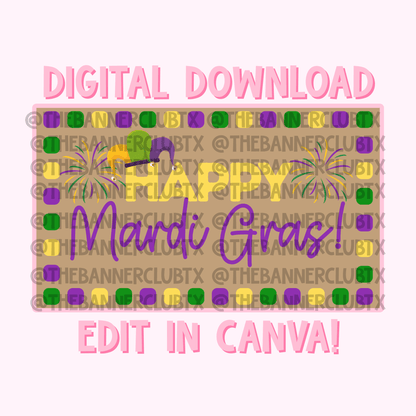 Mardi Gras Banner Template | Digital File