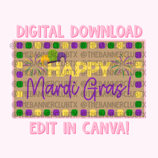 Mardi Gras Banner Template | Digital File