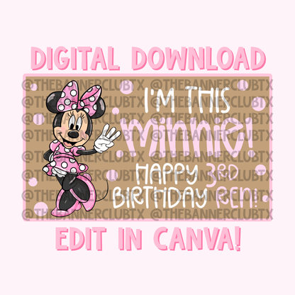 Girl Mouse This Minnie Three Banner Template | Digital File