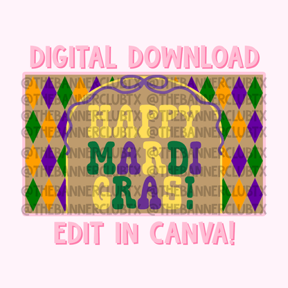 Happy Mardi Gras Banner Template | Digital File