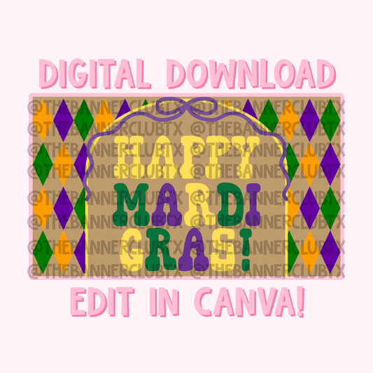 Happy Mardi Gras Banner Template | Digital File