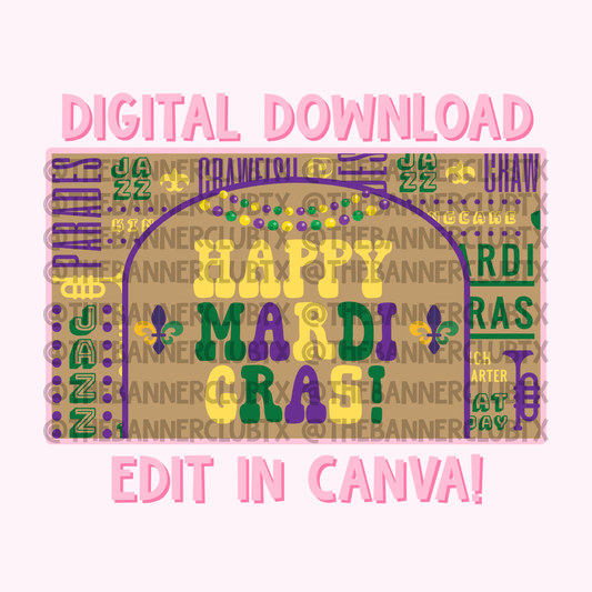 Happy Mardi Gras Banner Template | Digital File
