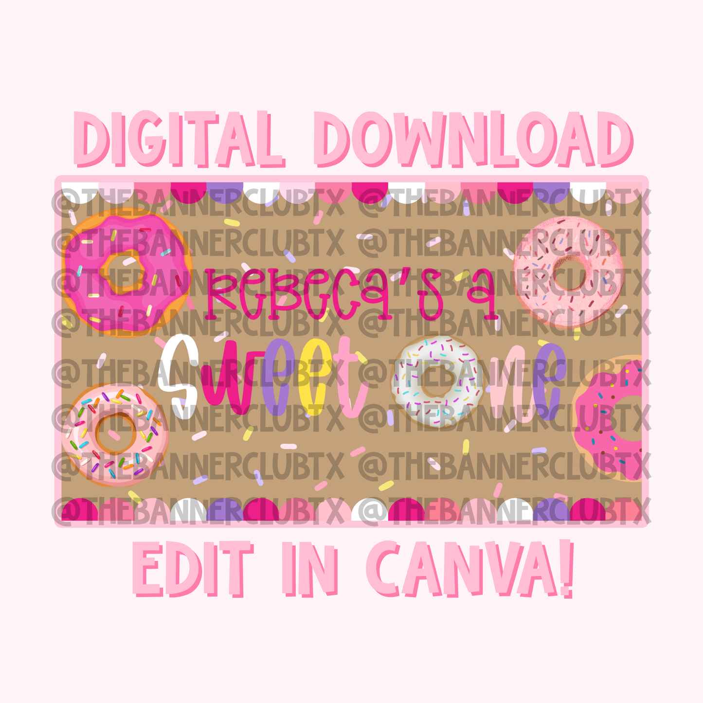 Donuts Sweet One Banner Template | Digital File