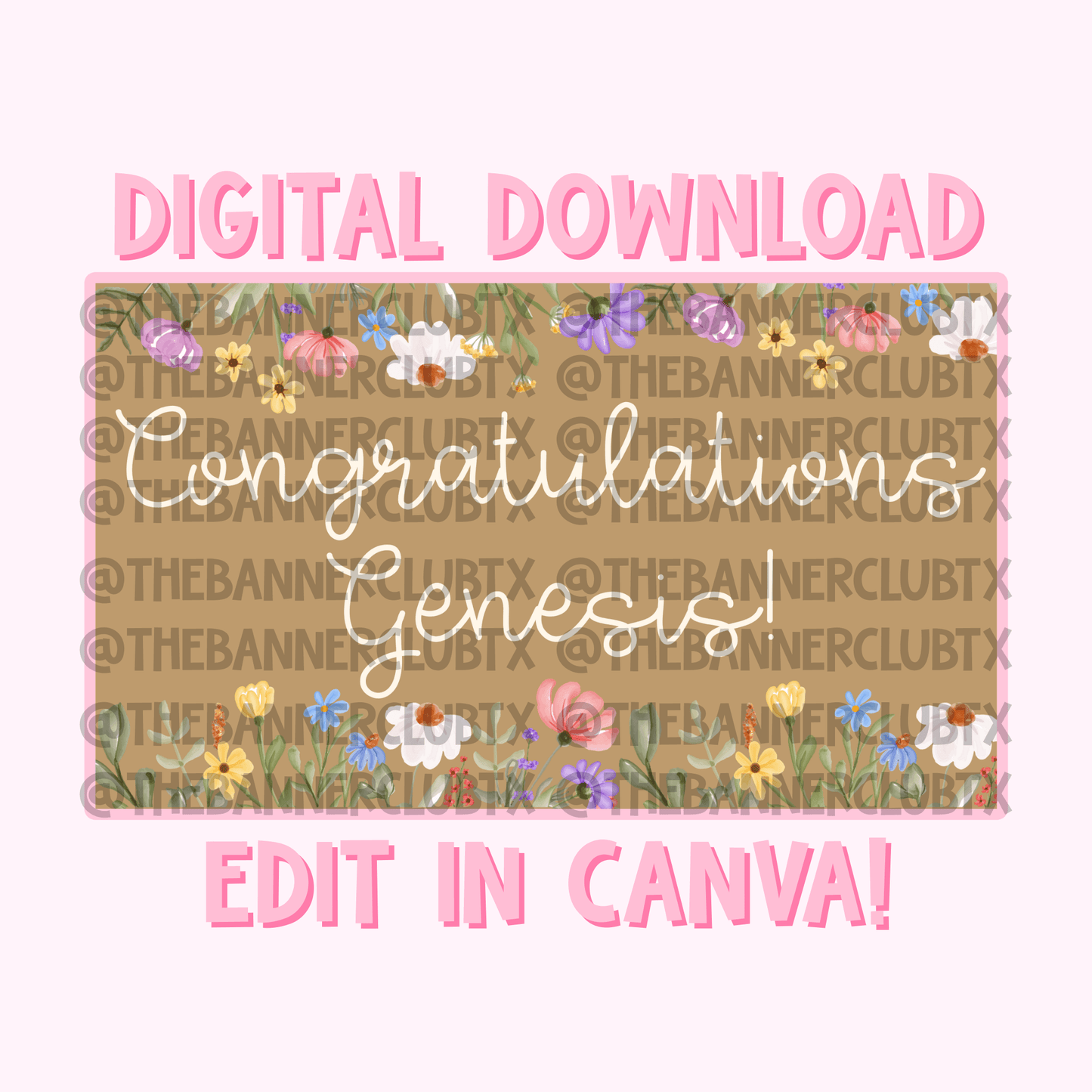 Floral Graduation Banner Template | Digital File