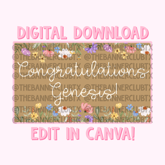 Floral Graduation Banner Template | Digital File