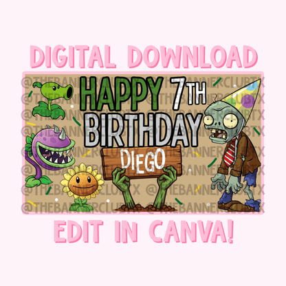 Plant Zombies Banner Template | Digital File