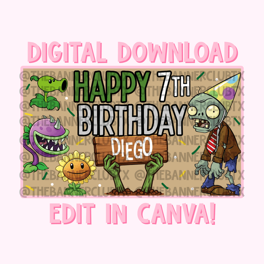 Plant Zombies Banner Template | Digital File