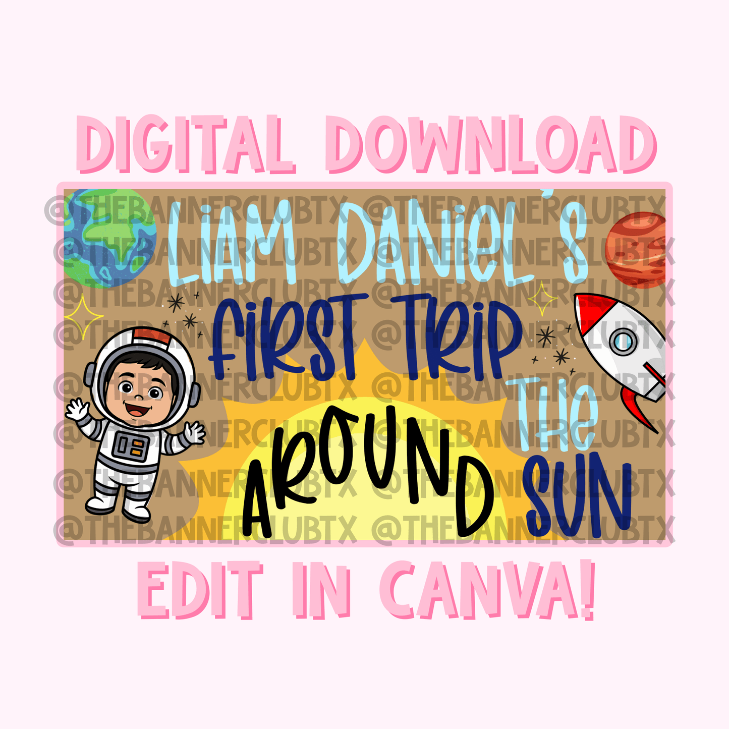 First Trip Around the Sun Banner Template | Digital File