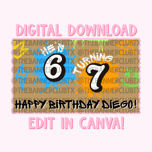 Graffiti Six Seven Banner Template | Digital File