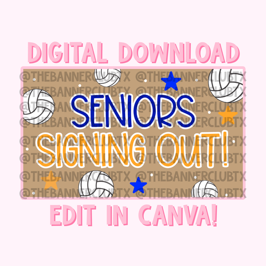 Volleyball Senior Sign Out Banner Template | Digital File