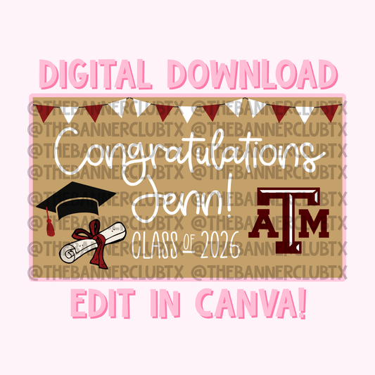 Graduation Banner Template | Digital File