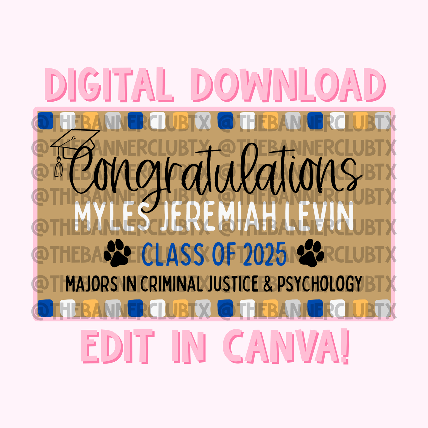 Boy Graduation Banner Template | Digital File