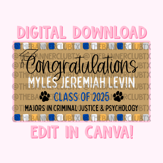 Boy Graduation Banner Template | Digital File
