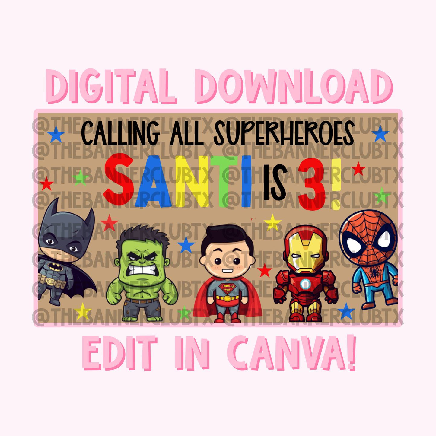 Superheroes Banner Template | Digital File
