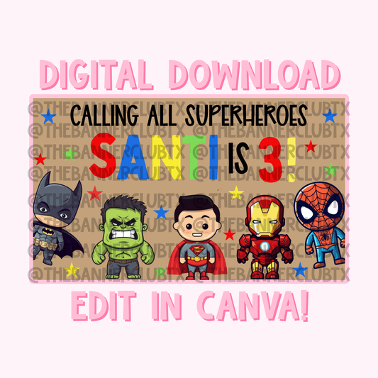 Superheroes Banner Template | Digital File