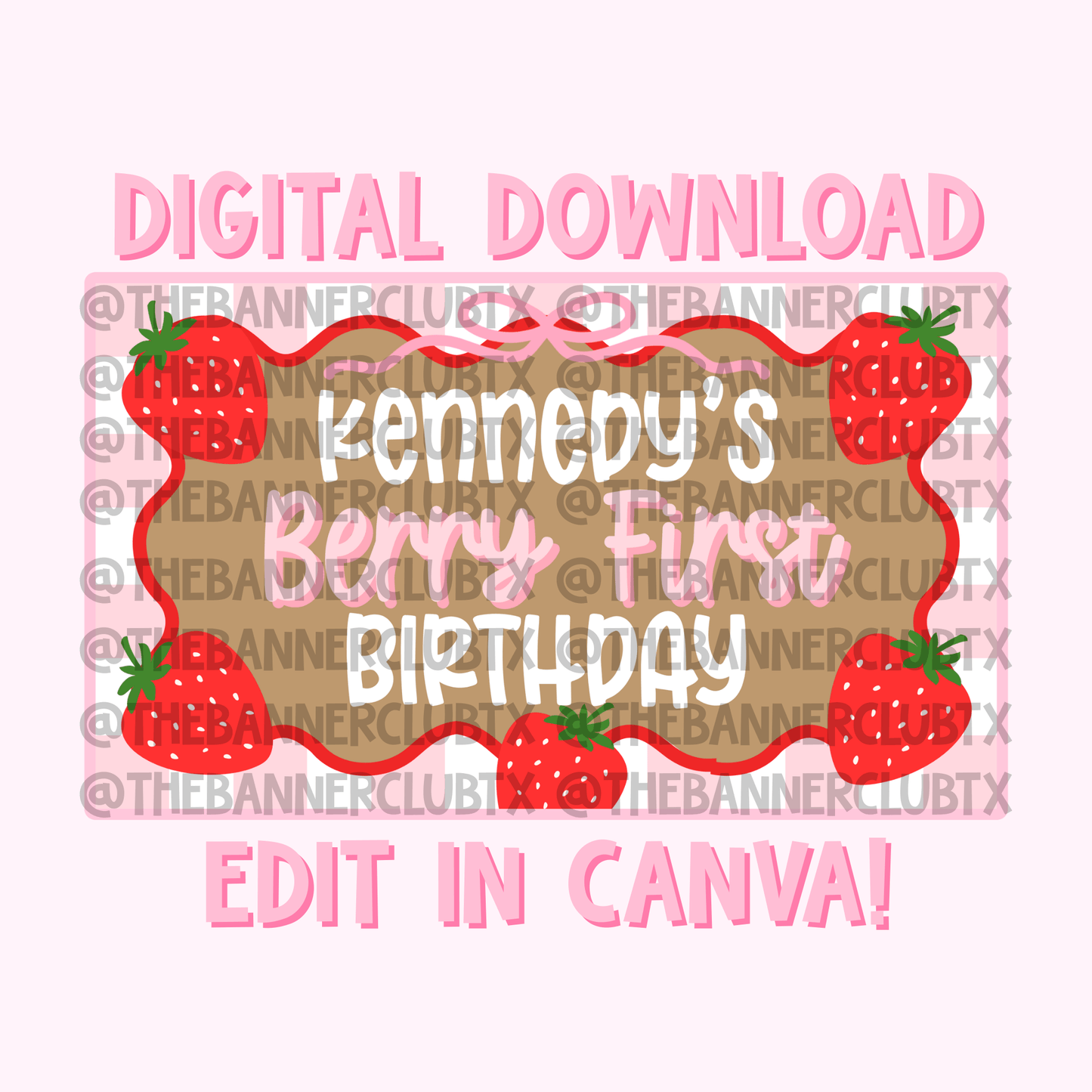 Berry First Birthday Banner Template | Digital File