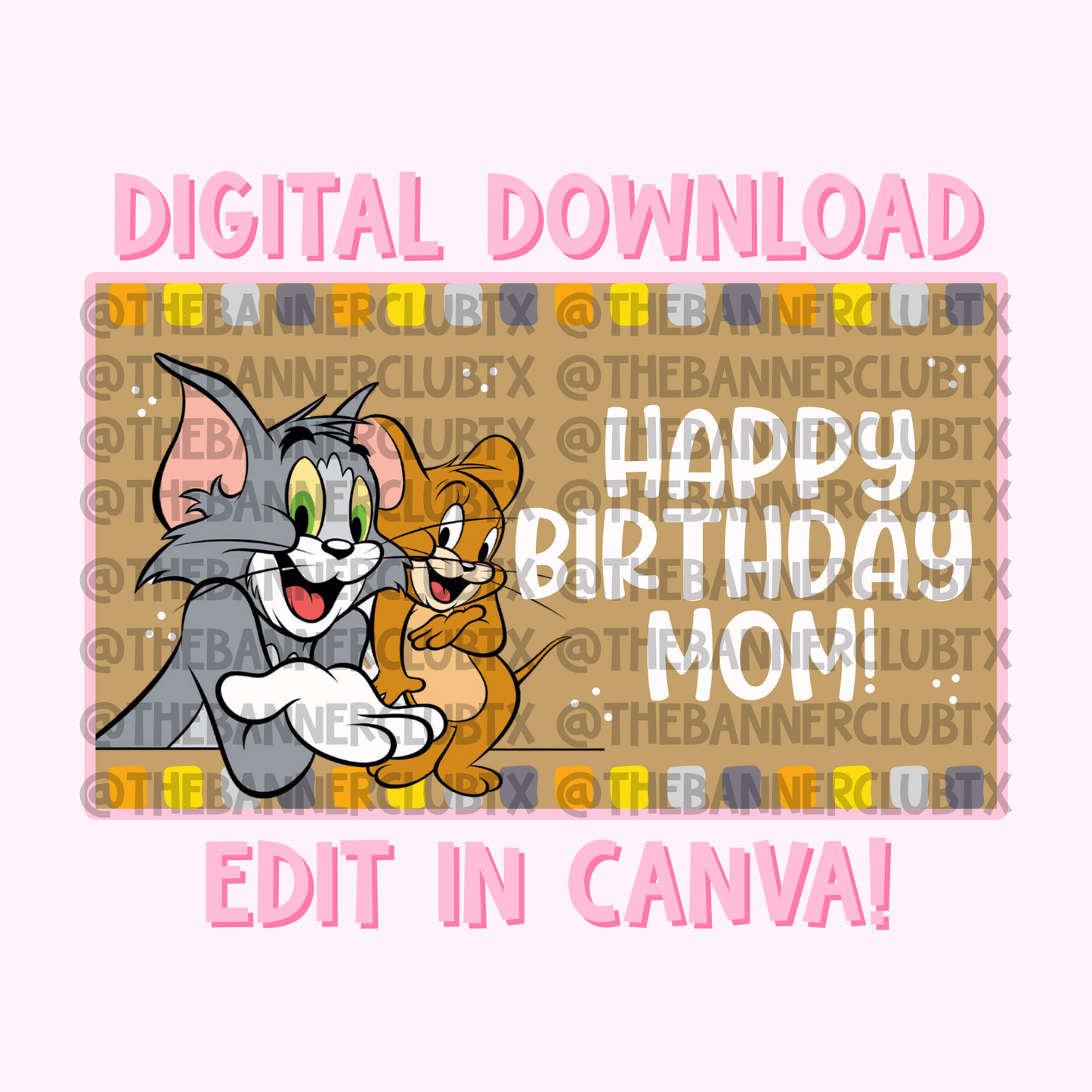 Cat and Mouse Banner Template | Digital File