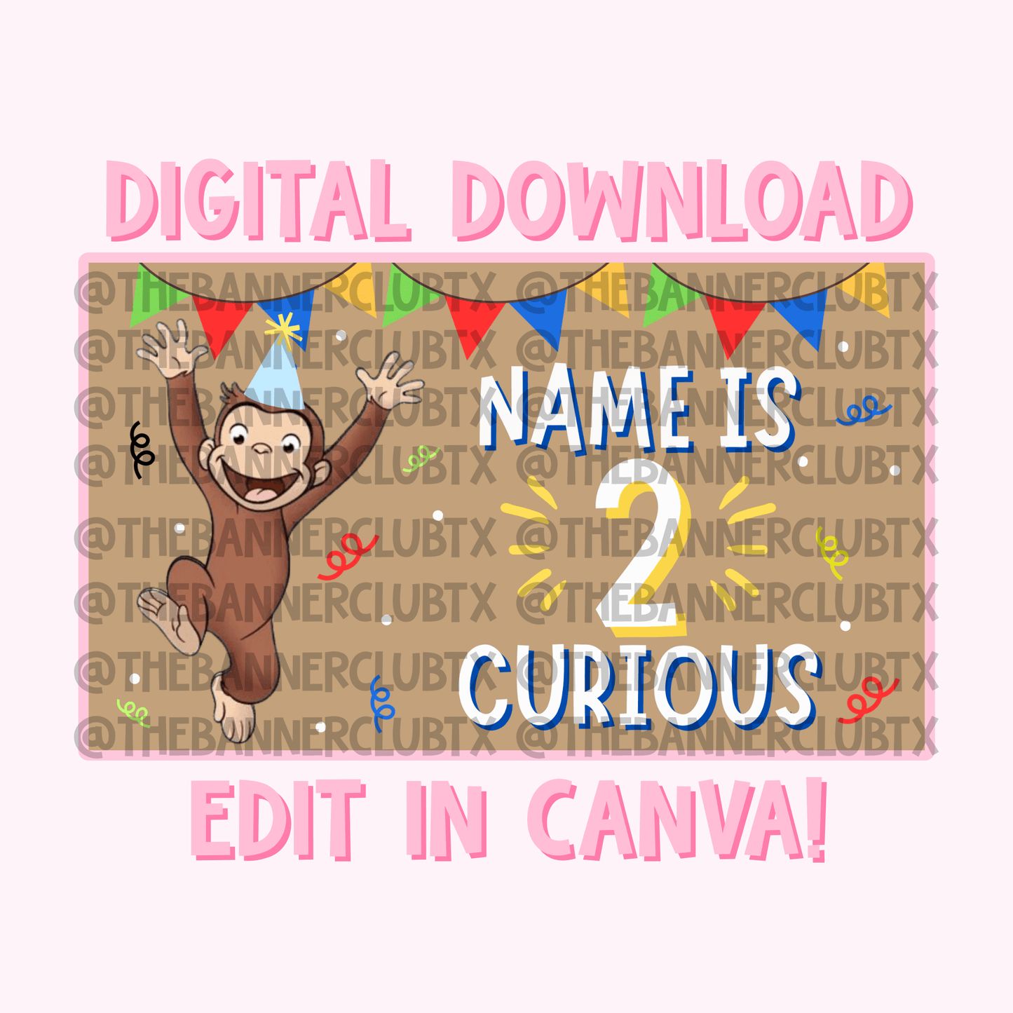 Curious Monkey Banner Template | Digital File
