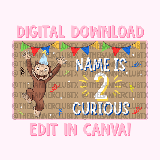 Curious Monkey Banner Template | Digital File