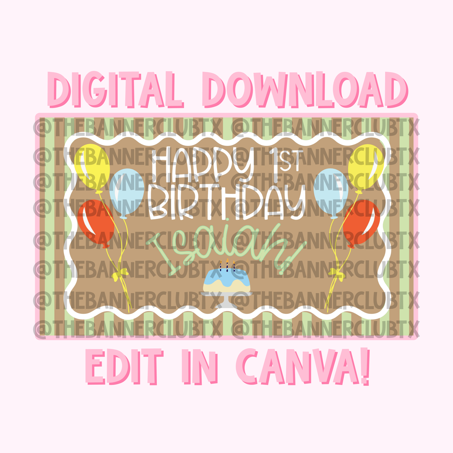 Simple Birthday Banner Template | Digital File