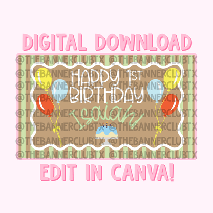 Simple Birthday Banner Template | Digital File