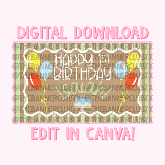 Simple Birthday Banner Template | Digital File