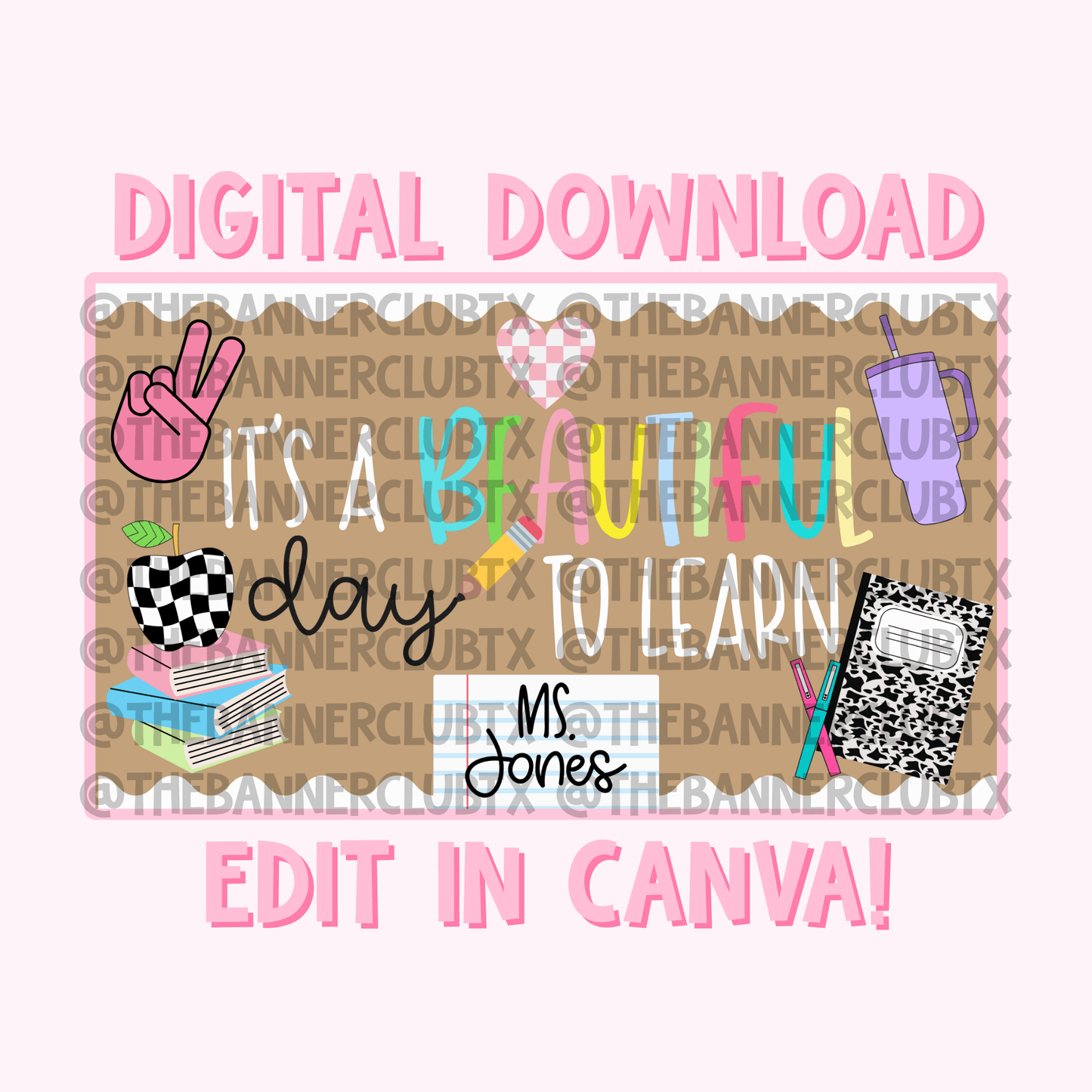 Beautiful Day to Learn Banner Template | Digital File