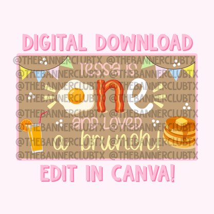 One and Loved a Brunch Banner Template | Digital File