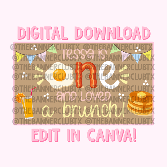 One and Loved a Brunch Banner Template | Digital File