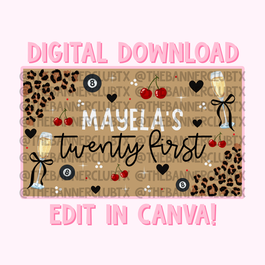 Cheetah 21st Banner Template | Digital File