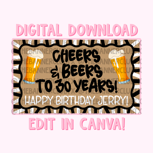 Cheers & Beers Banner Template | Digital File