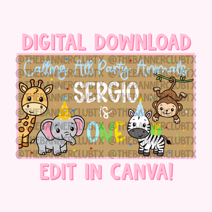 Party Animals Banner Template | Digital File