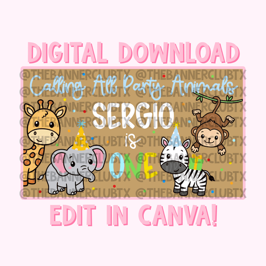 Party Animals Banner Template | Digital File