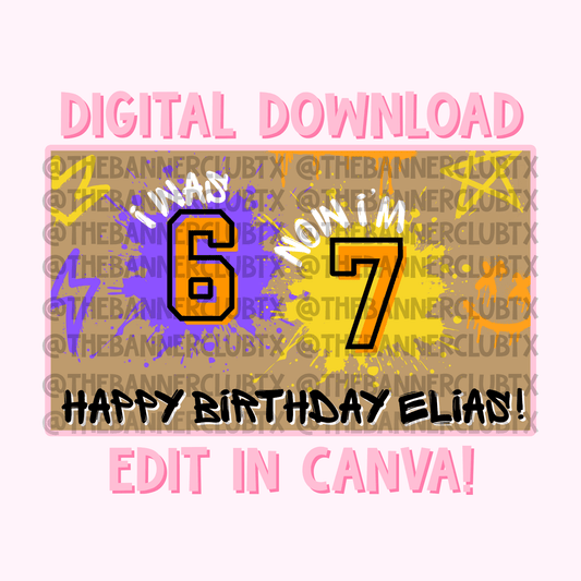 Graffiti Six Seven Birthday Banner Template | Digital File