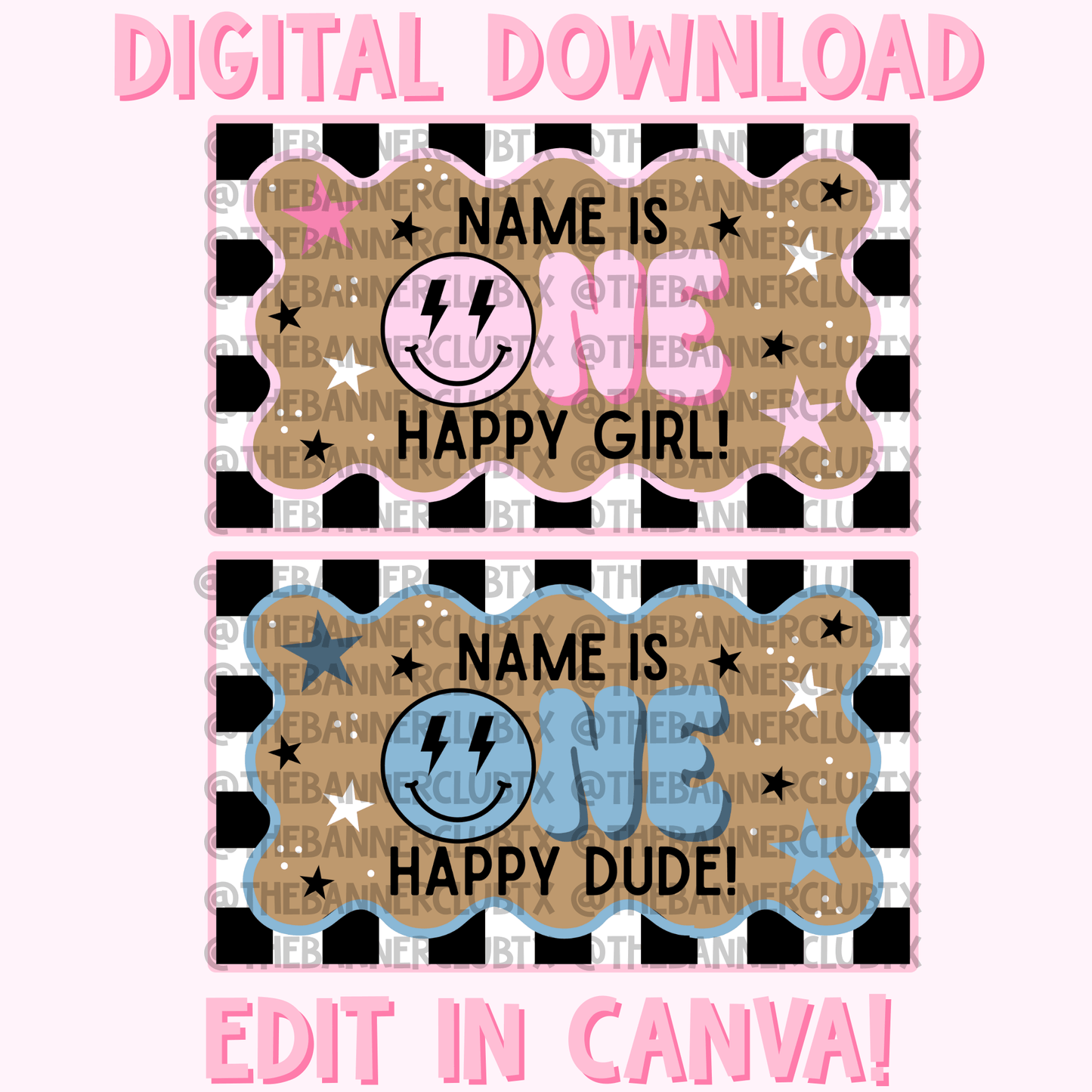 One Happy Dude/Girl Banner Template | Digital File