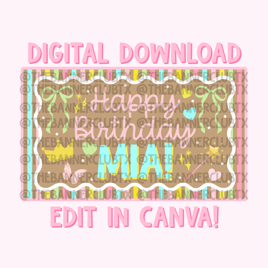 Fancy Nancy Inspired Banner Template | Digital File