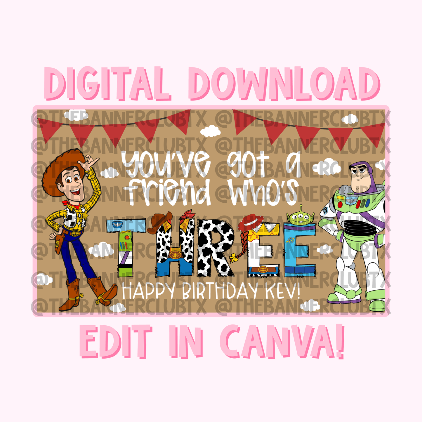 Friend Who’s Three Banner Template | Digital File