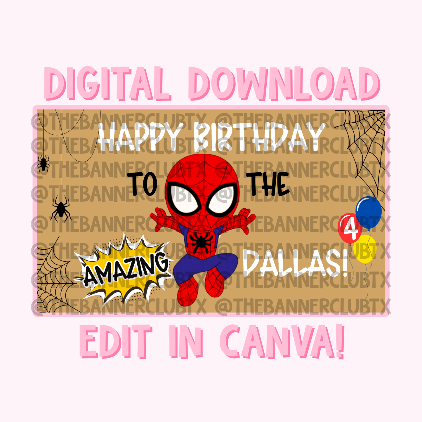 Spidey Banner Template | Digital File