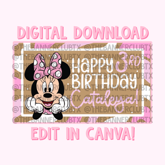 Girl Mouse Banner Template | Digital File