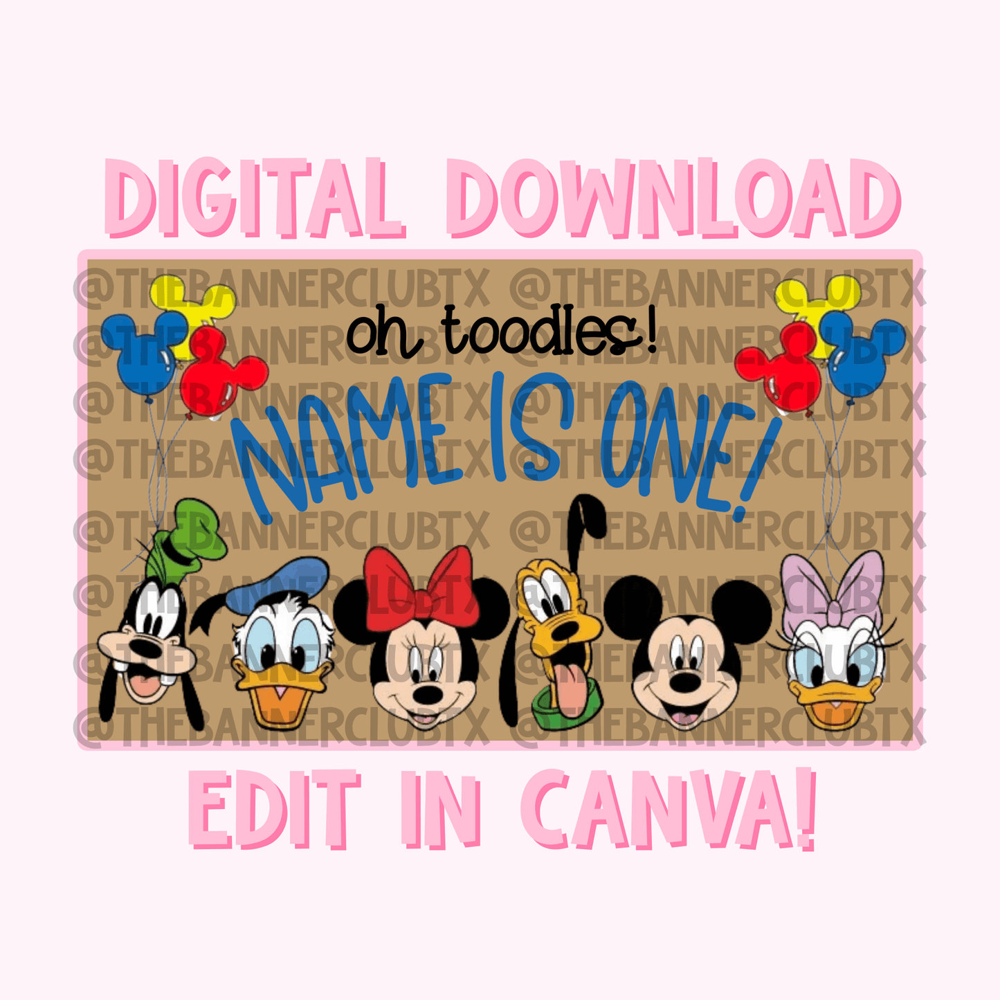 Mouse & Friends Banner Template | Digital File