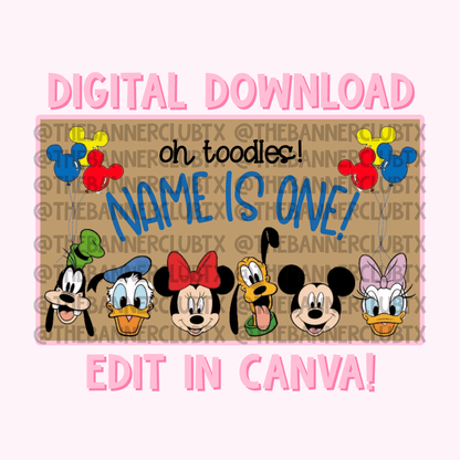 Mouse & Friends Banner Template | Digital File