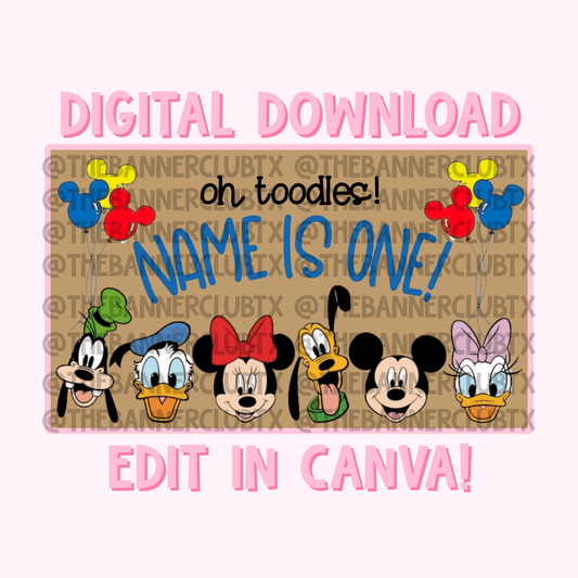 Mouse & Friends Banner Template | Digital File
